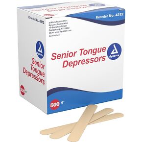 Dynarex 4312 Tongue Depressor Wood, Senior 6", Non-Sterile, Pack of 500