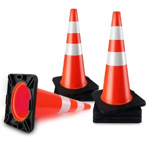 Traffic Cones 28 inch Orange 8 Pack Heavy Duty Safety Cones with Reflective Collars Fit Parking Lot,Driveway Road Traffic Control Construction Cones in Kuwait