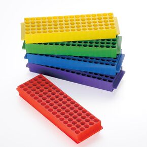 5PCS Biologix Microcentrifuge Tube Rack, Onde Side 80-Well Centrifugal Pipe Holder for 1.5ml-2ml Vials, 80 Holes Lab Tube Rack (Assorted Colors)