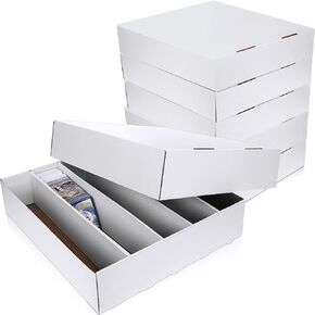 Yexiya 5000 Count Card Storage Boxes with Divider for Trading and Gaming Cards White Cardboard Holder Collector Organizer for Deck of Play Pieces Sports Basketball Football Baseball Collecting(4 Pcs)
