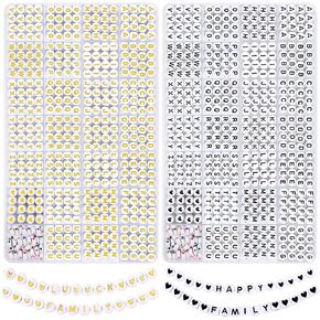 QUEFE 2940pcs Gold Letter Beads for Bracelets, 78 Styles Alphabet Beads with Colorful Heart Beads for Bracelets and Jewelry Making (4x7mm, White & Colorful & Gold) in Kuwait