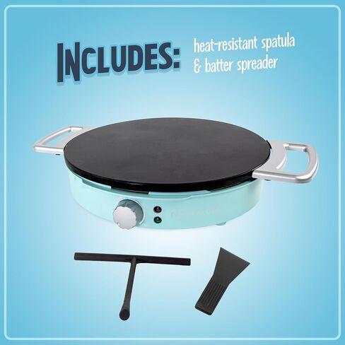Nostalgia 12-Inch Spinning Crepe Maker for Pancake Breakfast Art with Non-Stick Cooking Griddle, Spatula and Batter Spreader Included in Saudi Arabia