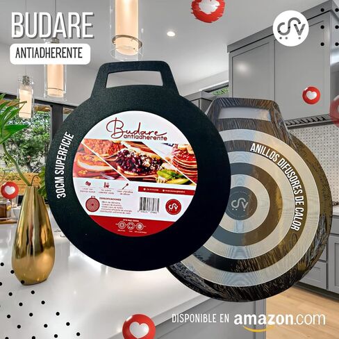 Budare Superficie Antiadherente بقطر 30 سم أو 12 بوصة، مادة الألومنيوم، مثالية للأطباق، والكاتشابا، والبانككاس، والبيتزا، ومقلاة الكريب، والتورتيلا والكثير من الأشياء، بجودة فائقة. in Saudi Arabia