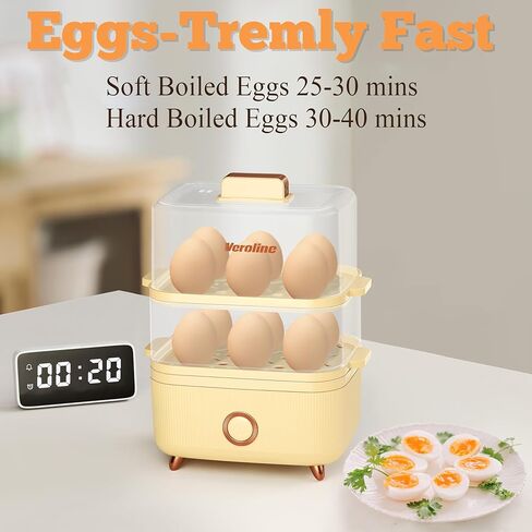 Rapid Egg Cooker, 12 Egg Capacity Electric Egg Cooker for Hard Boiled Eggs, Soft, Medium, Poached Eggs, Food & Vegetable Steamer for Breakfast, Over-Heat Protect, One-Touch Button, BPA-Free in Kuwait
