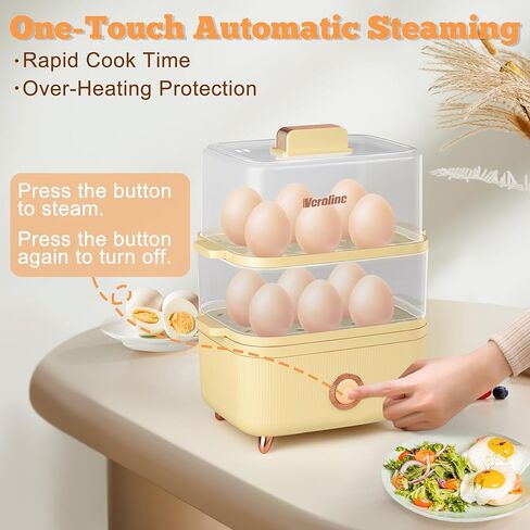 Rapid Egg Cooker, 12 Egg Capacity Electric Egg Cooker for Hard Boiled Eggs, Soft, Medium, Poached Eggs, Food & Vegetable Steamer for Breakfast, Over-Heat Protect, One-Touch Button, BPA-Free in Kuwait