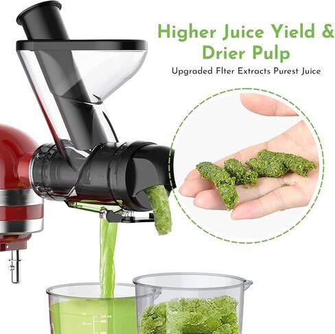 مرفق عصارة المضغ لخلاط حامل KitchenAid، مرفق عصارة المضغ البطيء مع شلال تغذية مزدوج الفم، آلة عصارة مضغوطة على البارد لخلاطات مساعدة المطبخ من Cofun in Kuwait