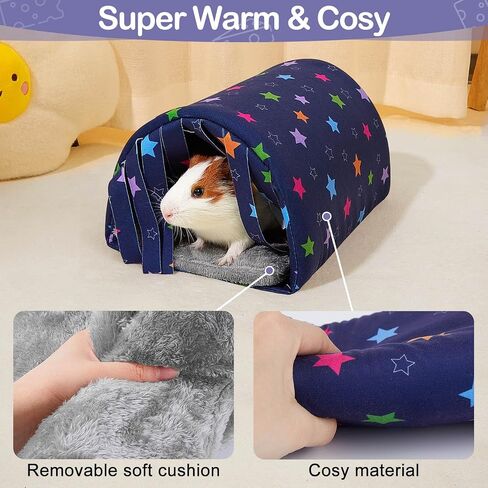 Guinea Pig Hideout Washable Guinea Pig Tunnel with Curtains Hamster Hideout Cozy Guinea Pig House Fit for Guinea Pig Cages Soft Guinea Pig Accessories for Small Animals Hamster/Chinchilla/Bunny in Saudi Arabia
