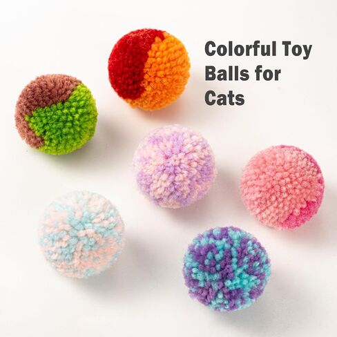 SHSHWANG Soft Pom Pom Cat Toy Balls 6 Pack, Cats Interactive Plush Toy Ball for Indoor Cats, Kitty, Kitten Chasing Toy Balls in Saudi Arabia