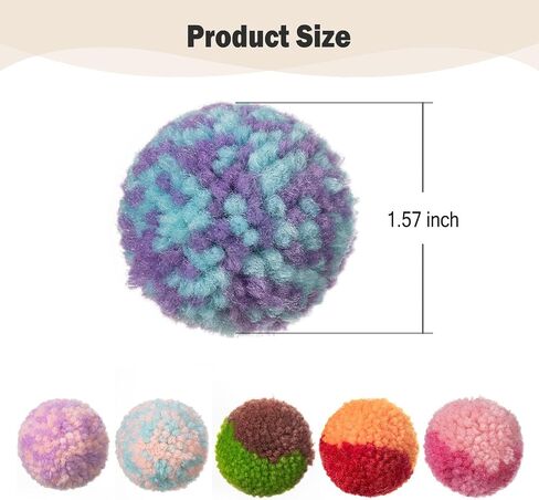 SHSHWANG Soft Pom Pom Cat Toy Balls 6 Pack, Cats Interactive Plush Toy Ball for Indoor Cats, Kitty, Kitten Chasing Toy Balls in Saudi Arabia