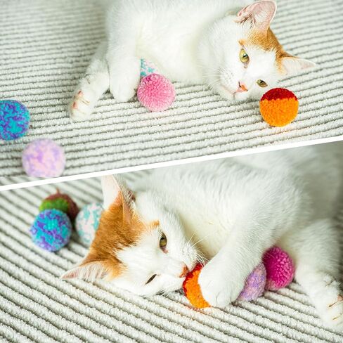 SHSHWANG Soft Pom Pom Cat Toy Balls 6 Pack, Cats Interactive Plush Toy Ball for Indoor Cats, Kitty, Kitten Chasing Toy Balls in Saudi Arabia