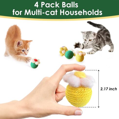 Cat Toys Balls Include Catnip, Catnip Toys for Cats, Interactive Kitten Toys Chasing Cat Balls Playful, Cat Nip Cat Toys, Cat Toys for Indoor Cats, Increase Your Interaction with Cats（4PCS） in Kuwait