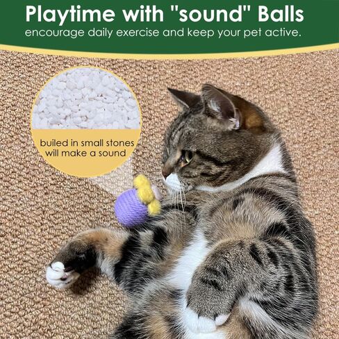 Cat Toys Balls Include Catnip, Catnip Toys for Cats, Interactive Kitten Toys Chasing Cat Balls Playful, Cat Nip Cat Toys, Cat Toys for Indoor Cats, Increase Your Interaction with Cats（4PCS） in Kuwait
