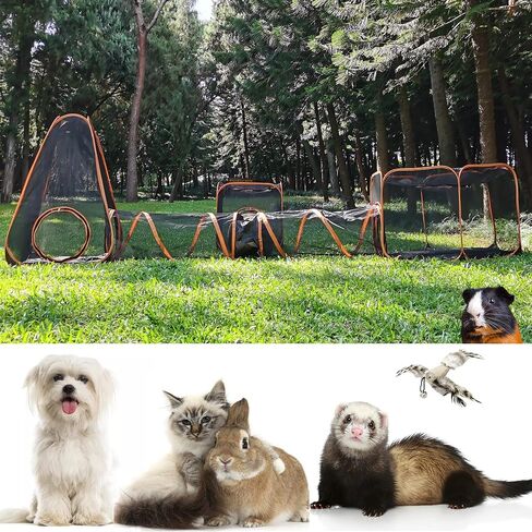 Outdoor Cat Enclosure, 4 in 1 Cat Playpen, Portable Large Cat Tent and Cat Tunnel for Pet Cats Puppy Rabbit Guinea Pigs Ferret, Small Animal Playpen in Saudi Arabia
