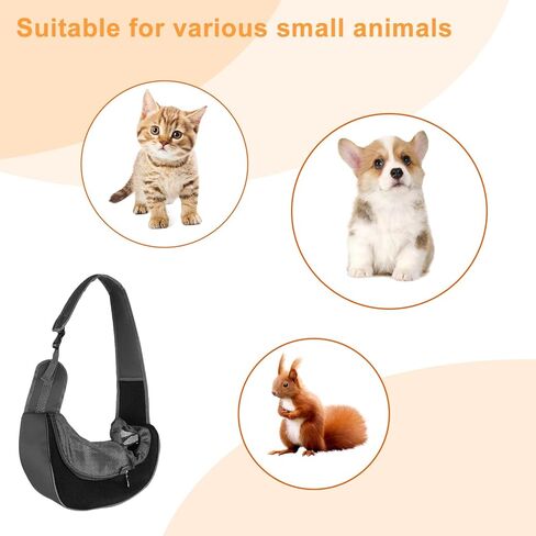 Pet Dog Sling Carrier Bag for Small Dog Cat, Breathable Mesh Safe Comfortable, Adjustable Shoulder Strap Outdoor Travel Portable Sling Soft Carrier (Medium, Black) in Saudi Arabia