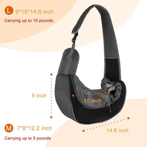 Pet Dog Sling Carrier Bag for Small Dog Cat, Breathable Mesh Safe Comfortable, Adjustable Shoulder Strap Outdoor Travel Portable Sling Soft Carrier (Medium, Black) in Saudi Arabia