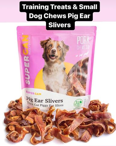 SUPER CAN BULLYSTICKS Natural Half Pig Ears for Dogs (15 Count) - 100% Natural Pork Ear - Dog Chews for Medium-Large Dogs Easily Digestible Dog Snack in Saudi Arabia