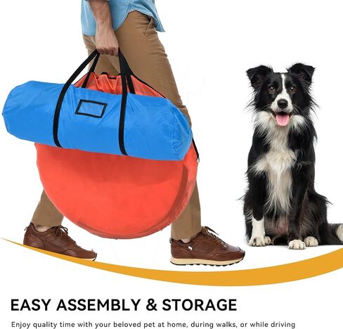 YITAHOME Dog Agility Equipments, Includes Flirt Pole Toy, 3 Flying Discs, 1 Agility Tunnel, 2 Jumps, 6 Weave Poles, Pause Box, Agility Course Set for Backyard, Indoor, Outdoor in Saudi Arabia