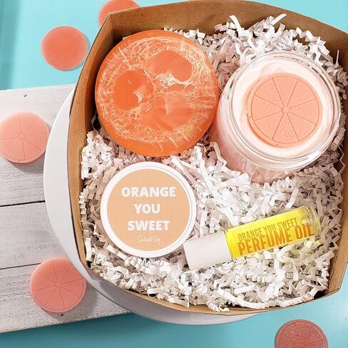 Orange You Sweet Spa Gift Basket for Women. Citrus Bath and Body Gift Box Appreciation Gifts in Saudi Arabia