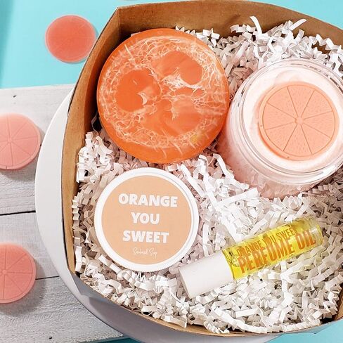 Orange You Sweet Spa Gift Basket for Women. Citrus Bath and Body Gift Box Appreciation Gifts in Saudi Arabia