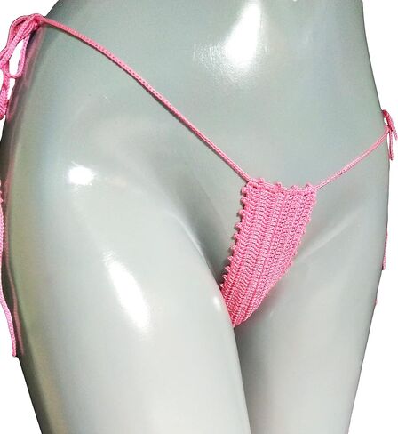 Extreme micro bikini bottom French rose color Crochet micro thong bikini bottoms G-string thong in Saudi Arabia