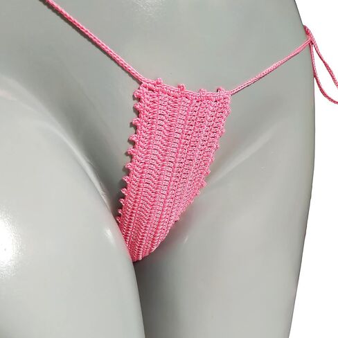 Extreme micro bikini bottom French rose color Crochet micro thong bikini bottoms G-string thong in Saudi Arabia