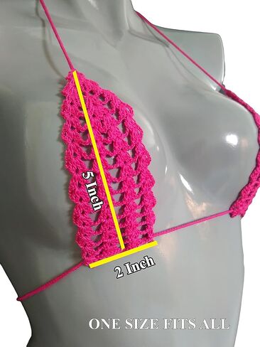 بيكيني Trangscrochet Crochet ذو سلسلة صغيرة للغاية باللون الوردي الساخن شفاف من خلال بيكيني للنساء in Saudi Arabia