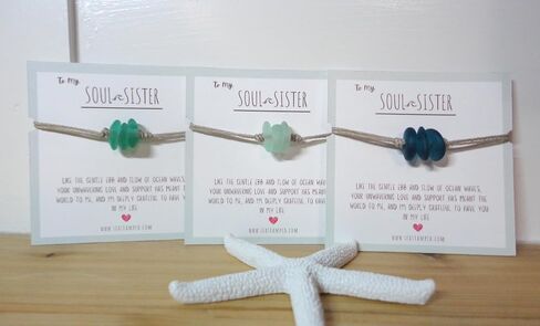 Soul Sister Bracelet, Minimalist Sea Glass Bracelet, Pebble Beach Glass Bracelet, Unbiological Sister Gift, Sister Gift, Soul Sister Gift, Best Friend Bracelet (Teal Green Sea Glass) in Saudi Arabia