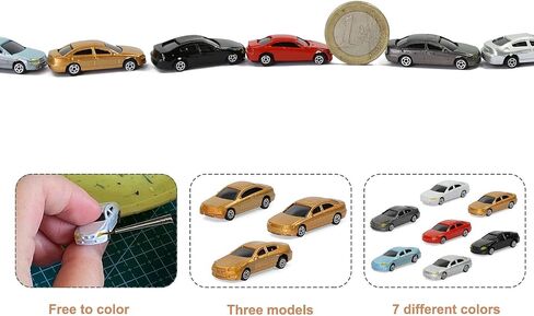 Evemodel 50pcs Z Scale N Scale 1:200 Model Car Model Train Layout Building Accessories Scenery in Kuwait