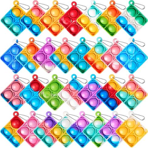 JOYIN Round Pop Fidget Keychain 30 Pack Pop Fidget Toys Bulk Party Favors for Kids 4-8,8-12 Years, Goodie Bag Stuffers Classroom Prizes Birthday Sensory Toys Gifts in Saudi Arabia