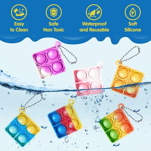 JOYIN Round Pop Fidget Keychain 30 Pack Pop Fidget Toys Bulk Party Favors for Kids 4-8,8-12 Years, Goodie Bag Stuffers Classroom Prizes Birthday Sensory Toys Gifts in Saudi Arabia