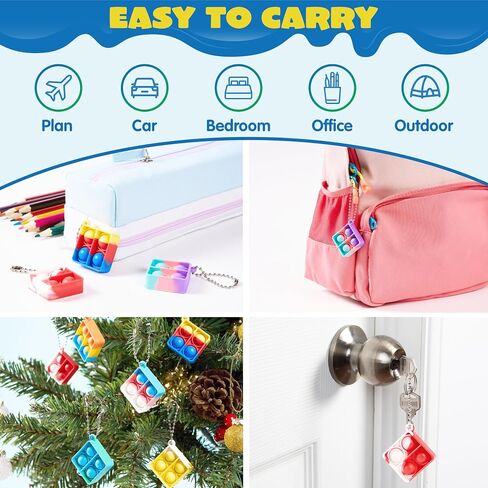 JOYIN Round Pop Fidget Keychain 30 Pack Pop Fidget Toys Bulk Party Favors for Kids 4-8,8-12 Years, Goodie Bag Stuffers Classroom Prizes Birthday Sensory Toys Gifts in Saudi Arabia