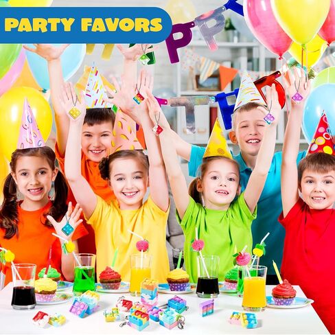 JOYIN Round Pop Fidget Keychain 30 Pack Pop Fidget Toys Bulk Party Favors for Kids 4-8,8-12 Years, Goodie Bag Stuffers Classroom Prizes Birthday Sensory Toys Gifts in Saudi Arabia
