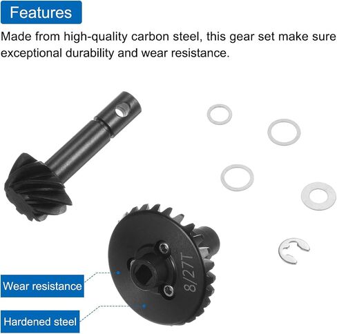 سيارة Uxcell Steel Diff Gear Steel، 27T 8T Helical Gear RC، مجموعتان لـ SCX10 in Saudi Arabia