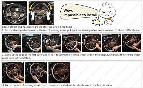 Valleycomfy Microfiber Leather Steering Wheel Covers Universal 15 inch Beige in Kuwait