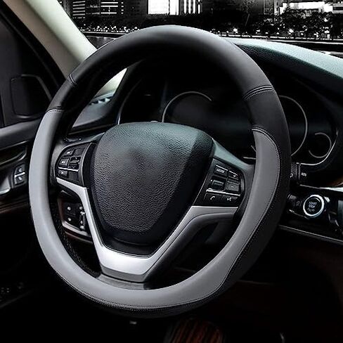 Valleycomfy Microfiber Leather Steering Wheel Covers Universal 15 inch Beige in Kuwait