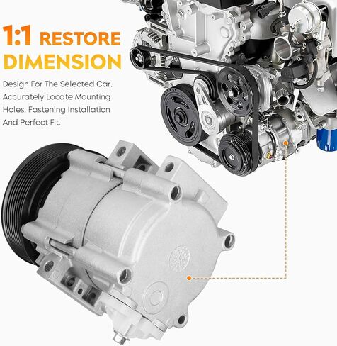 Air Conditioning Compressor & A/C Clutch for Ford Excursion 2003-2005, F150 F250 F350 Super Duty 1997-2007, F53 2000-2001, F750 2006-2007, Lobo 1997-2001, Lincoln Blackwood 2002 in Saudi Arabia