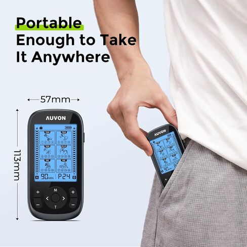 AUVON 3-in-1 TENS Unit Muscle Stimulator, EMS Massage Machine with 40 Intensities for Gradual Shoulder, Sciatica, Back Pain Relief, 24 Modes Rechargeable Electronic Pulse Massager with 12 TENS Pads in Saudi Arabia