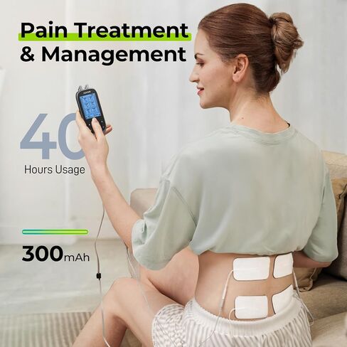 AUVON 3-in-1 TENS Unit Muscle Stimulator, EMS Massage Machine with 40 Intensities for Gradual Shoulder, Sciatica, Back Pain Relief, 24 Modes Rechargeable Electronic Pulse Massager with 12 TENS Pads in Saudi Arabia