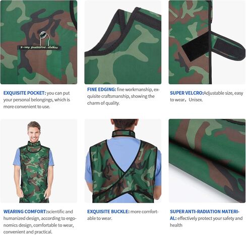 Lead Apron for X-rays - 0.5mmpb Lead Protection with Thyroid Collar Lightweight Dentist x-ray Shield （Adult） in Kuwait
