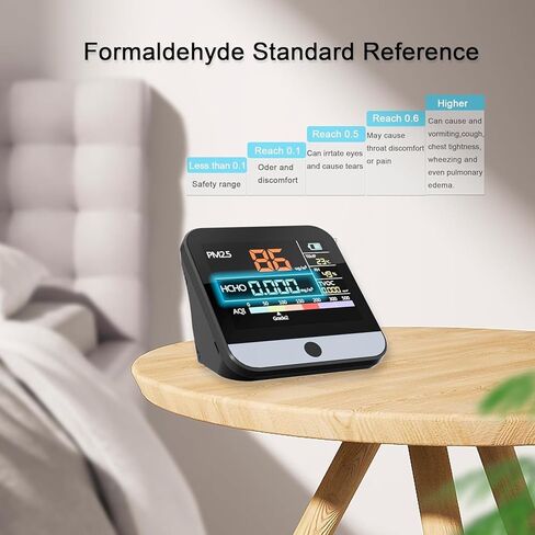 جهاز مراقبة جودة الهواء الداخلي 8 في 1، جهاز مراقبة احترافي ودقيق PM2.5، PM1.0، PM10، درجة الحرارة، كاشف الفورمالديهايد AQI الرطوبة TVOC، جهاز اختبار جودة الهواء - للمنزل والمكتب والمدرسة in Kuwait