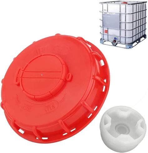 IBC Tote Lid Cover IBC Tote Lid Cap 163mm IBC Tank Water Liquid Tank Cap with Vent Hole for Chemical, Food, Industries Storage 275-330 Gallon Plastic Drum (Red) in Saudi Arabia