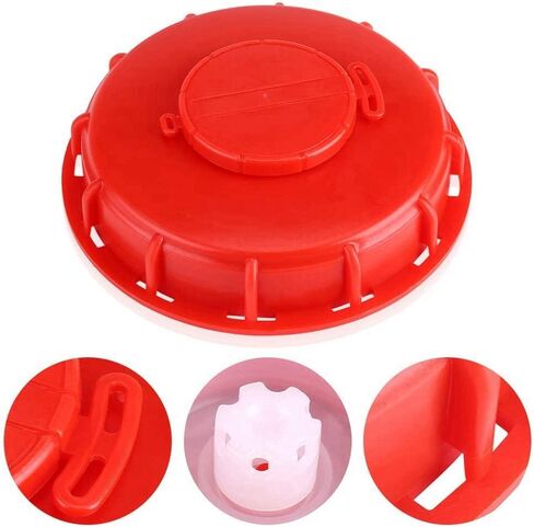 IBC Tote Lid Cover IBC Tote Lid Cap 163mm IBC Tank Water Liquid Tank Cap with Vent Hole for Chemical, Food, Industries Storage 275-330 Gallon Plastic Drum (Red) in Saudi Arabia