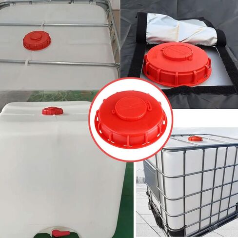 IBC Tote Lid Cover IBC Tote Lid Cap 163mm IBC Tank Water Liquid Tank Cap with Vent Hole for Chemical, Food, Industries Storage 275-330 Gallon Plastic Drum (Red) in Saudi Arabia