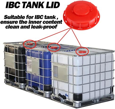 IBC Tote Lid Cover IBC Tote Lid Cap 163mm IBC Tank Water Liquid Tank Cap with Vent Hole for Chemical, Food, Industries Storage 275-330 Gallon Plastic Drum (Red) in Saudi Arabia