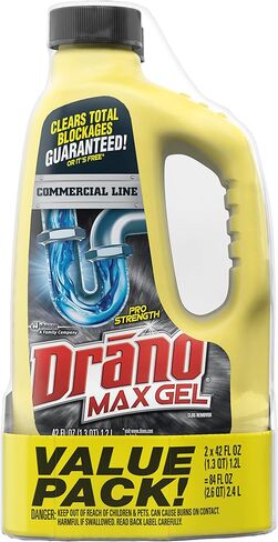 Drano Max Gel Drain Clog Remover and Cleaner for Shower or Sink Drains, Unclogs and Removes Hair, Soap Scum, Blockages, Commercial Line, 42 oz (Pack of 2) in Saudi Arabia
