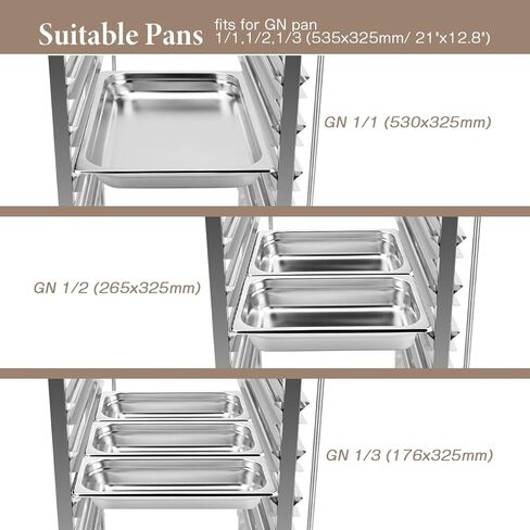 Bakers Rack, 2x6 Tiers Commercial Bakery Bun Pan Rack, Stainless Steel Sheet Pan Rack with Wheels & Top Table, Speed Cooling Storage Rack for Kitchen Restaurant,29.3" Lx21.6 Wx37.2 H in Kuwait