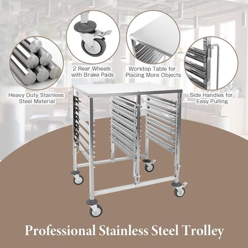 Bakers Rack, 2x6 Tiers Commercial Bakery Bun Pan Rack, Stainless Steel Sheet Pan Rack with Wheels & Top Table, Speed Cooling Storage Rack for Kitchen Restaurant,29.3" Lx21.6 Wx37.2 H in Kuwait