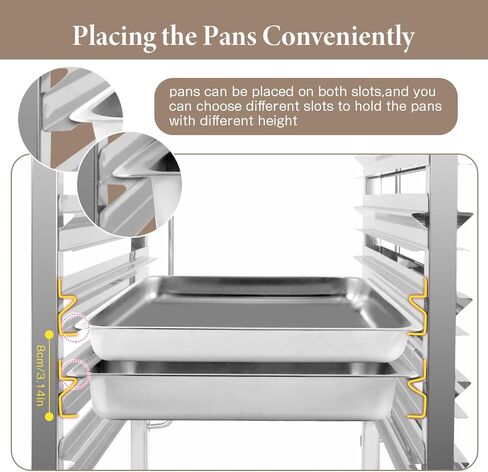 Bakers Rack, 2x6 Tiers Commercial Bakery Bun Pan Rack, Stainless Steel Sheet Pan Rack with Wheels & Top Table, Speed Cooling Storage Rack for Kitchen Restaurant,29.3" Lx21.6 Wx37.2 H in Kuwait