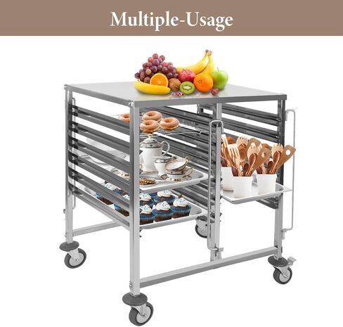 Bakers Rack, 2x6 Tiers Commercial Bakery Bun Pan Rack, Stainless Steel Sheet Pan Rack with Wheels & Top Table, Speed Cooling Storage Rack for Kitchen Restaurant,29.3" Lx21.6 Wx37.2 H in Kuwait