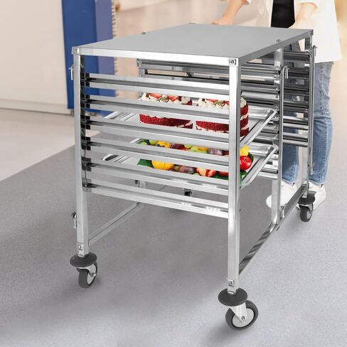 Bakers Rack, 2x6 Tiers Commercial Bakery Bun Pan Rack, Stainless Steel Sheet Pan Rack with Wheels & Top Table, Speed Cooling Storage Rack for Kitchen Restaurant,29.3" Lx21.6 Wx37.2 H in Kuwait
